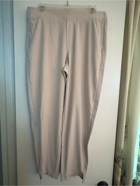 Athleta Brooklyn Mid-Rise Ankle Pant Abelone Light Beige Stretch Pull-On Pants